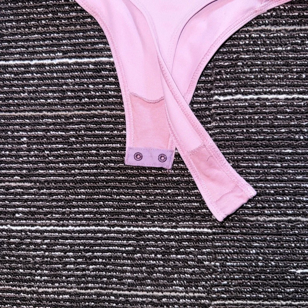 Free People Bodysuit Women XS Pink NWOT Square Neck Open Back Short Sleeve Thong